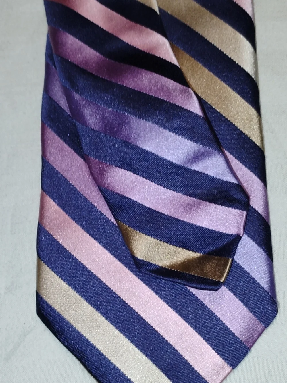 Ted Baker Striped Silk Tie in Navy and Pink
